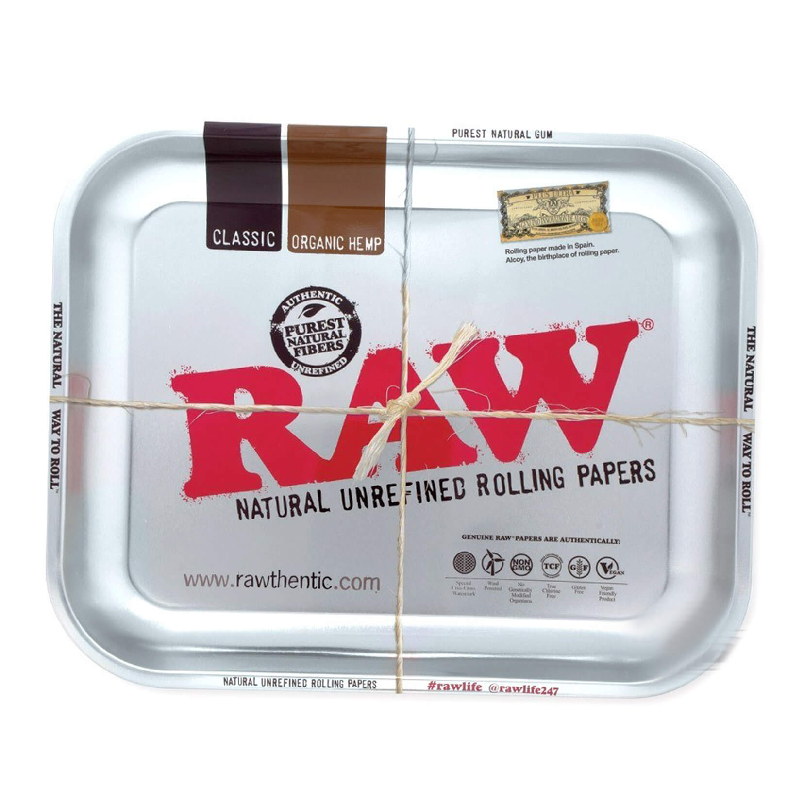 RAW-Plateau à roulettes métallique argenté