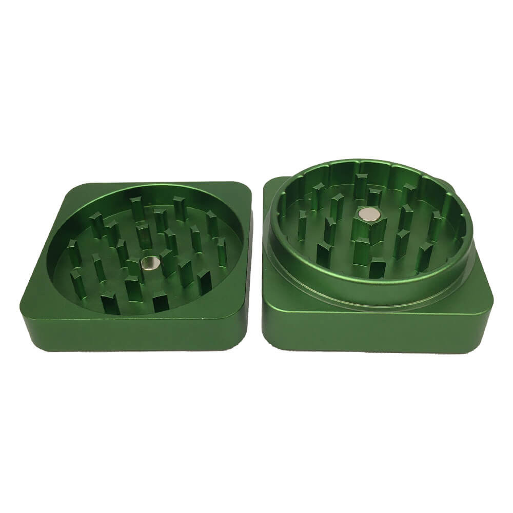 Best Buds Flat Square Aluminium Grinder 2 Parts (50mm)